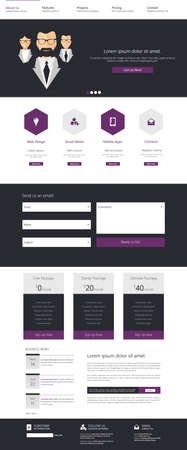 One page website design template. All in one set for website design includes harm one page website templates and website design kit for uxui.のイラスト素材