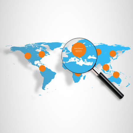 World map with magnify targeting. Vector business backgroundのイラスト素材