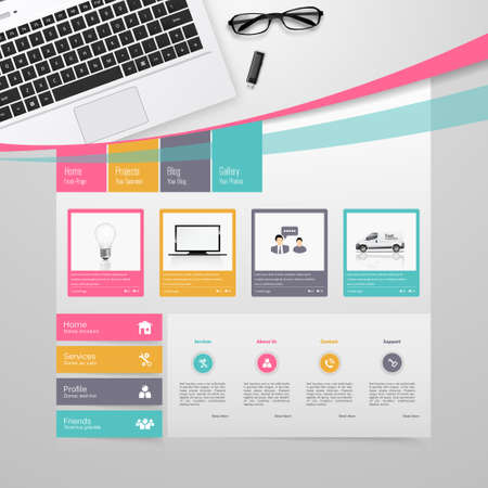 Colorful Website Template Design Vectorのイラスト素材