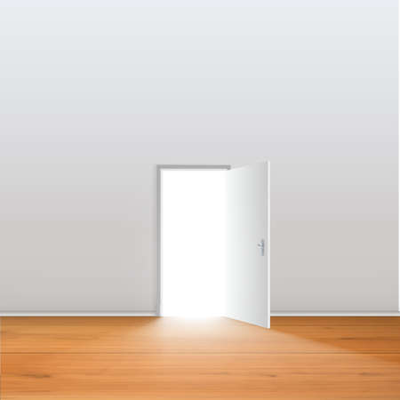 Light Open Door in White Wall with Shadowのイラスト素材