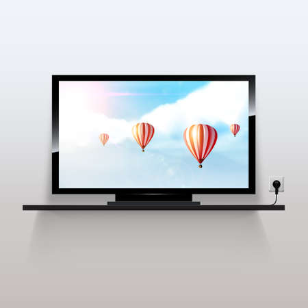 Vector lcd monitor with beautiful fantasy backgroundのイラスト素材