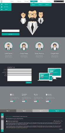 Flat buttons icons web design elements. Website template.のイラスト素材