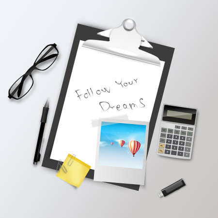 Modern Design Concept of Creative Workspace Still Life Office Realistic Vector illustration.のイラスト素材