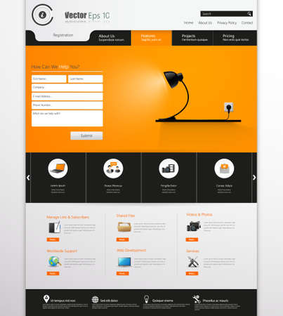 Orange Colored Tempalte Business Website Design. Eps 10のイラスト素材