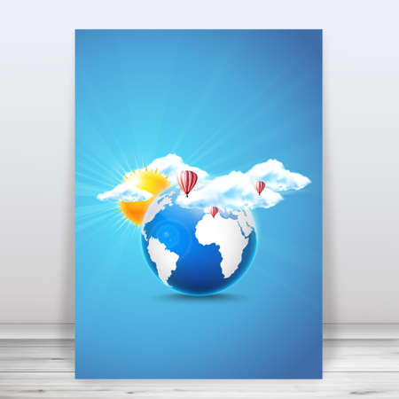 Cover Design. Earth globe vector illustration on paper sheet.のイラスト素材
