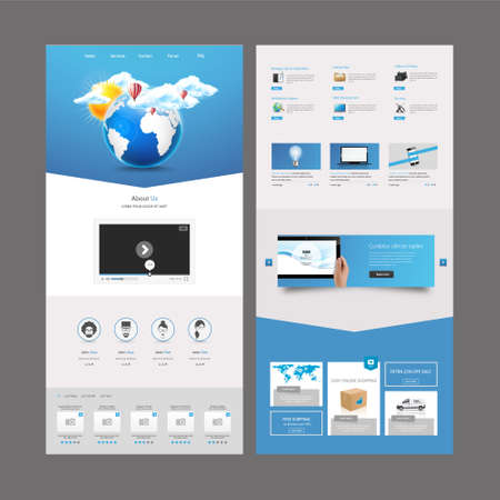 Business One Page Website Template. Vector illustration.のイラスト素材