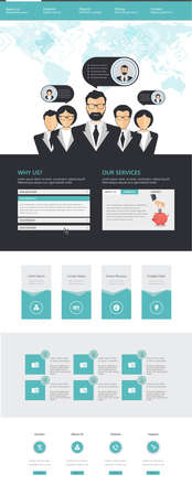 Flat One Page Website Template Eps 10のイラスト素材