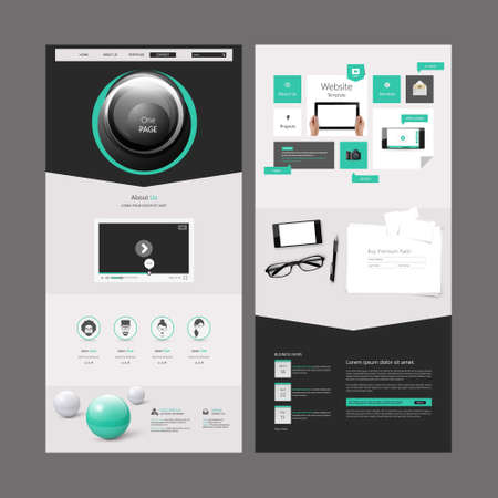 Clean Modern One page website design template. All in one set for website design includes harm one page website templateのイラスト素材