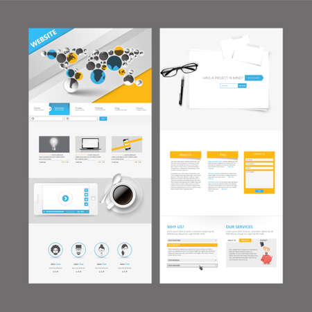 One Page Business website design template. Vector Design.のイラスト素材