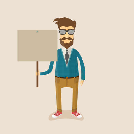 Hipster character illustration design.Vectorのイラスト素材