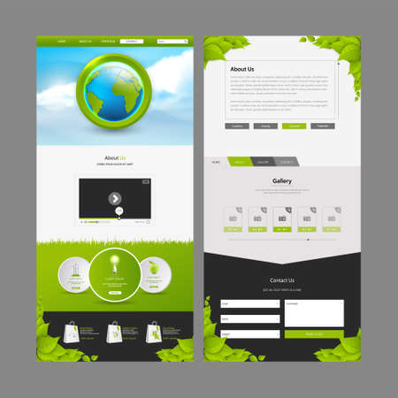 One Page Website Template Designs and Headerのイラスト素材