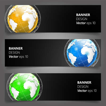 Abstract banner set with globe, Vector Designのイラスト素材