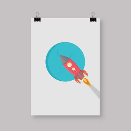 Minimal Flyer or Brochure Design Vector retro rocket withのイラスト素材