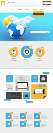 Clean Modern One page website design template. All in one set for website design includes harm one page website templateのイラスト素材