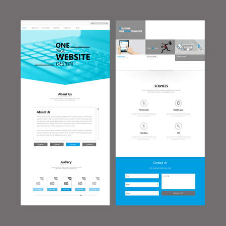 One Page Website Template Designs and Headerのイラスト素材