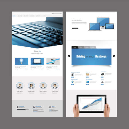 One Page Website Template Designs and Headerのイラスト素材