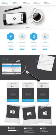 Vector one page website design template, theme Officeのイラスト素材