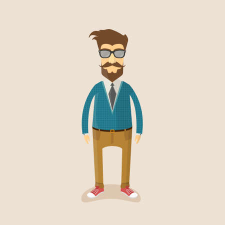 Hipster character illustration design.Vector