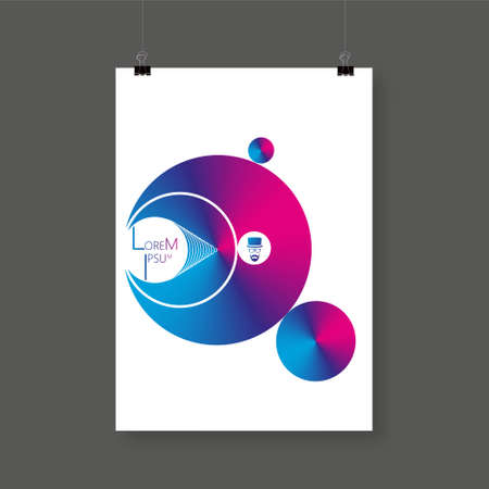 A4 format to A3 poster abstract minimalist design with your text, paper clips and shadow Eps 10 stock vector illustrationのイラスト素材