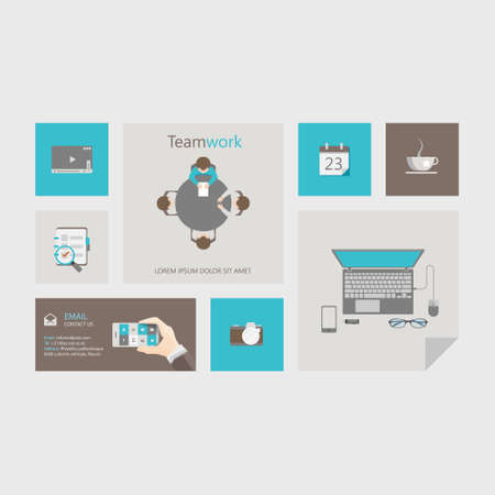 Vector flat user interface UI design templates infographicのイラスト素材