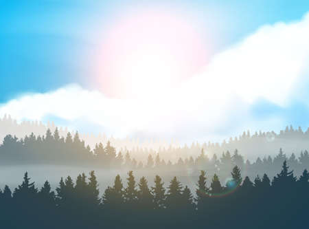 Background forest mountains. Vector illustrationのイラスト素材