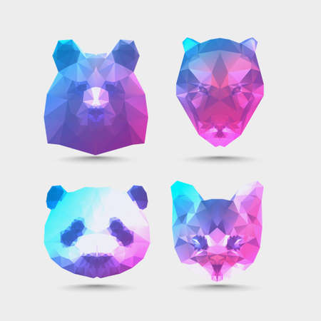 low polygon style trendy animal business logos visual identity for modern triangular geometric styleのイラスト素材