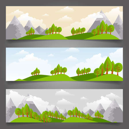 Set of ecology banners with trees and skyのイラスト素材