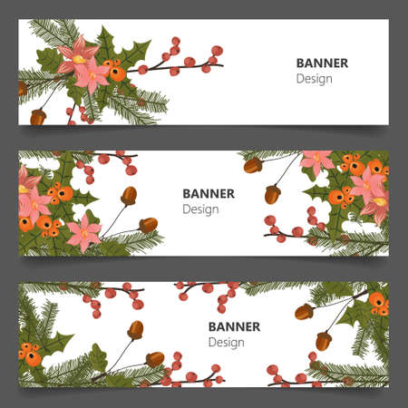 Retro beautiful flower bannersのイラスト素材