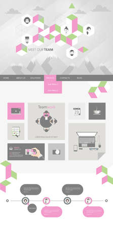 One Page Website Template Vector with abstract elementsのイラスト素材
