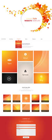 Flat One Page Website Template with Autumn Leavesのイラスト素材