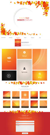 Flat One Page Website Template with Autumn Leavesのイラスト素材