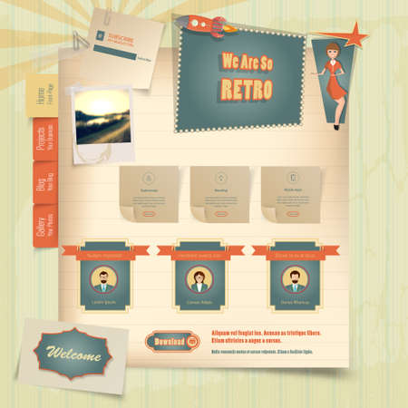 Vintage website template design elementsのイラスト素材