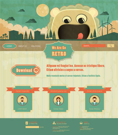 Vintage website template design elementsのイラスト素材