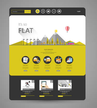 Modern Eco website template with eco flat landscape illustrationのイラスト素材