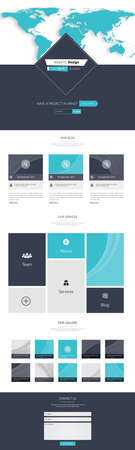One Page Business website design template. Vector Design.のイラスト素材