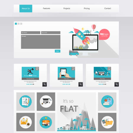 Website Design Template Vector Modern Flatのイラスト素材