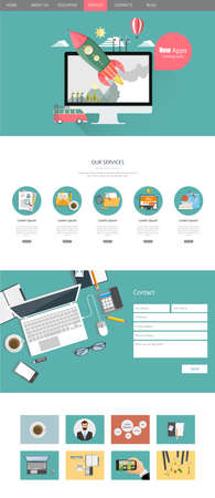 Modern One Page Website Template Design Vector Flatのイラスト素材