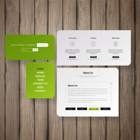 Vector Website Template on old wooden deskのイラスト素材