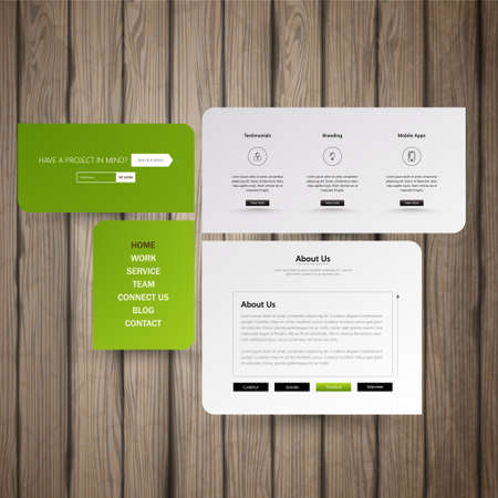 Vector Website Template on old wooden deskのイラスト素材