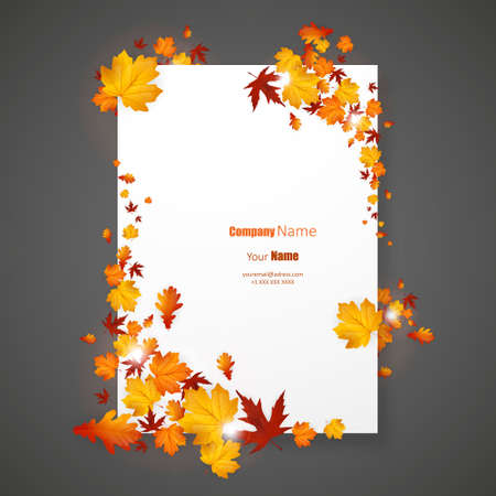 White blank on background with autumn maple leaves. Vectorのイラスト素材