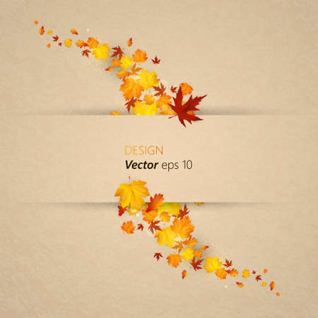 Colorful autumn leaves on old paperのイラスト素材
