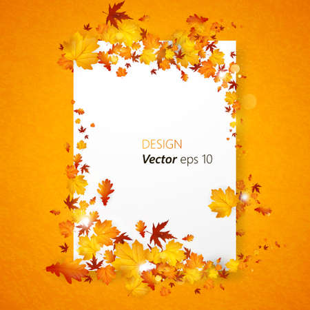 White blank on background with autumn maple leaves. Vectorのイラスト素材
