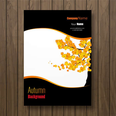 Vector autumn cover design on wooden board.のイラスト素材