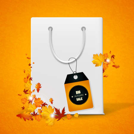 Autumn Sale and Shopping Bag vector illustration.のイラスト素材