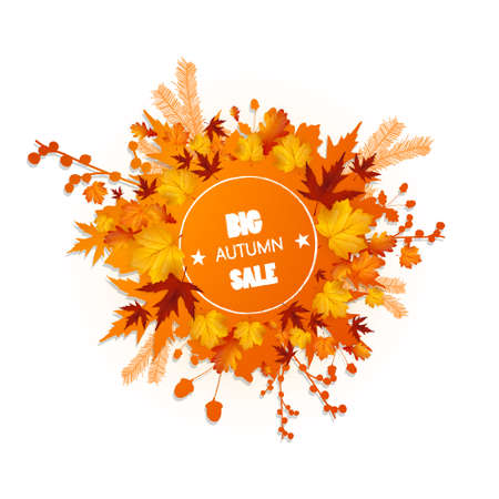 Vector sale banner autumn foliageのイラスト素材