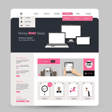 Website Design in Flat Style. Vector Eps 10のイラスト素材