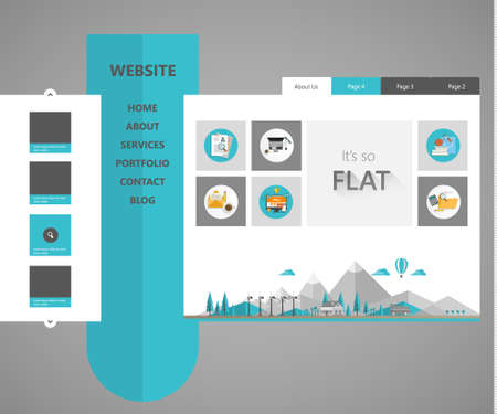 Flat Website Template. Vector illustration.のイラスト素材