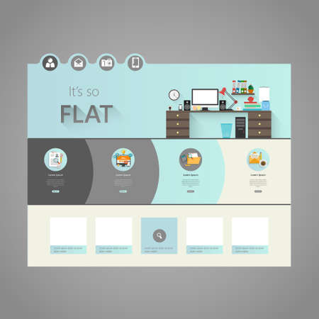 Flat Minimal Website Design, Vector Eps 10のイラスト素材