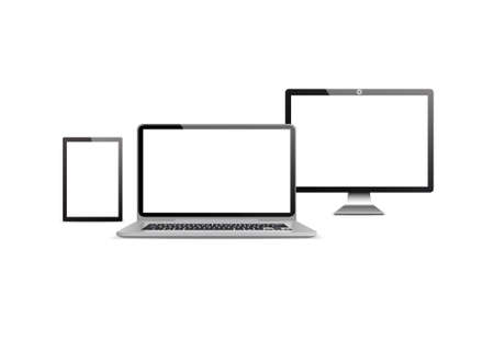 Set realistic Monitors phone and laptop tablet vector illustratiのイラスト素材
