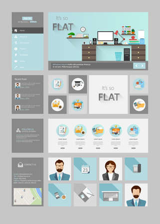 One page website design template in flat design styleのイラスト素材